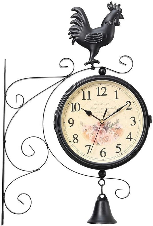 Indor Garden Station Wall Clock Double Sided Outside Bracket Round